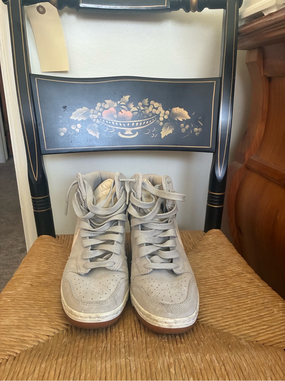 Nike Light Gray Suede High-Top Sneakers